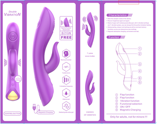 الاهتزازات الساخنة السرية مع وظيفة الضغط الجانبي المزدوج فيجينا G Spot Rabbit Vibrator Adult Sex Toy للنساء