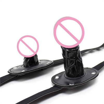 SM Adult Erotica Dildo Mouth Plugs Long Black Dildos For Sex Open Mouth Bondage Gag منتجات البالغين البديلة